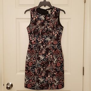H&M Black Floral Embroidered Midi Dress | Women's Size 6
